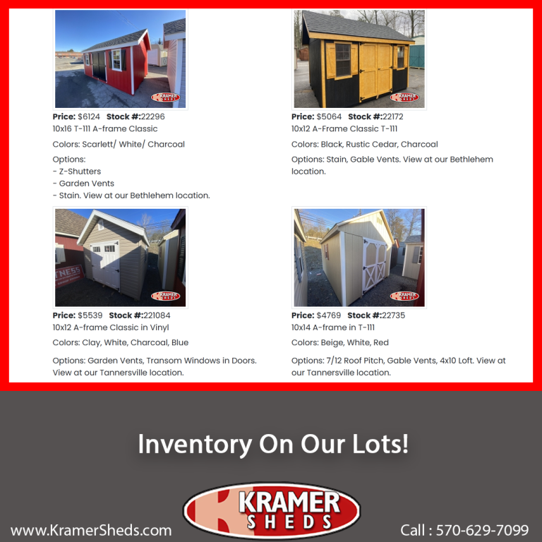 Sheds and Structures in stock