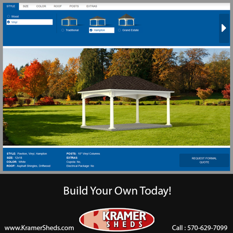 Create your own shed, pavilion, pergola, and more.